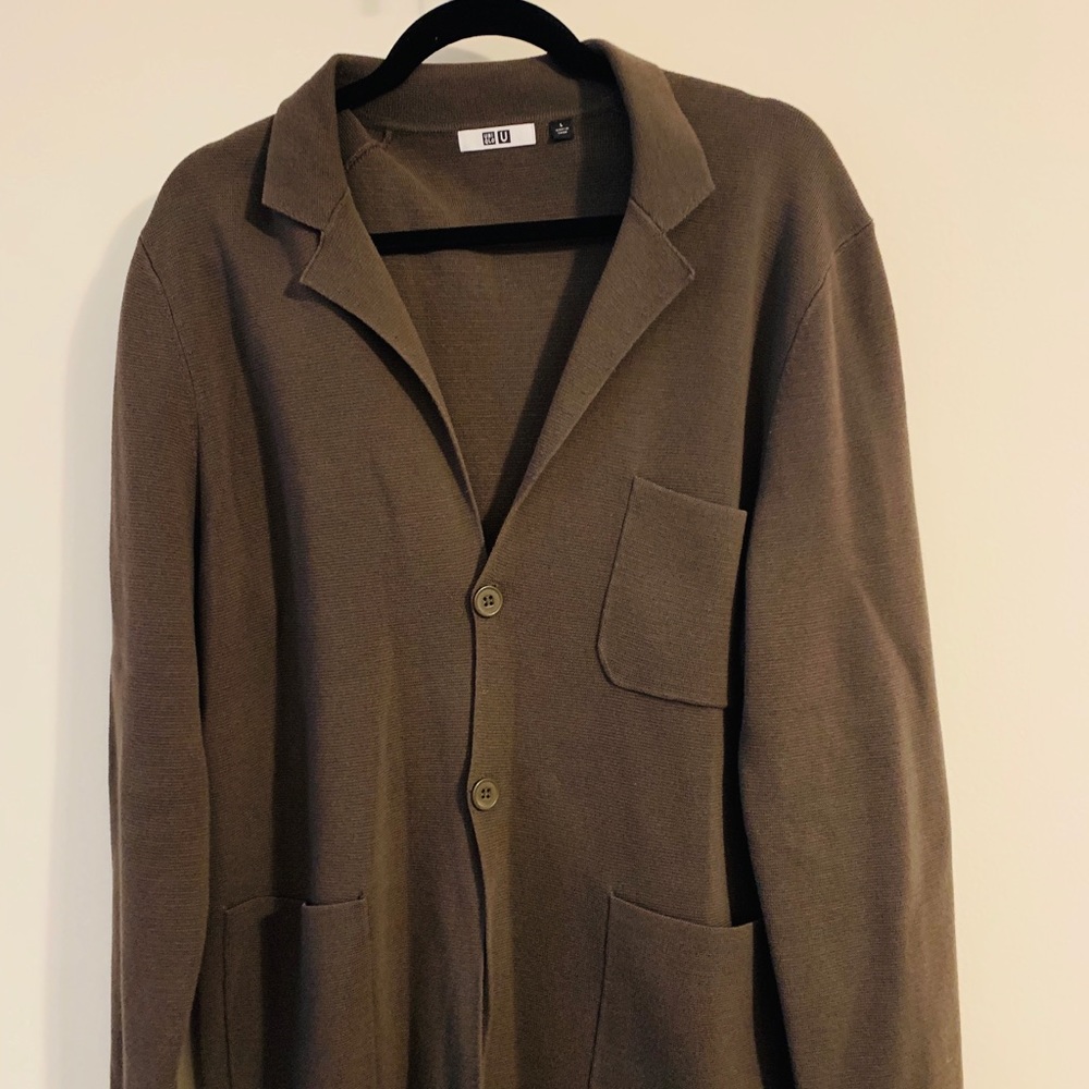 UNI QLO - light blazer jacket DARK GREEN / GREY